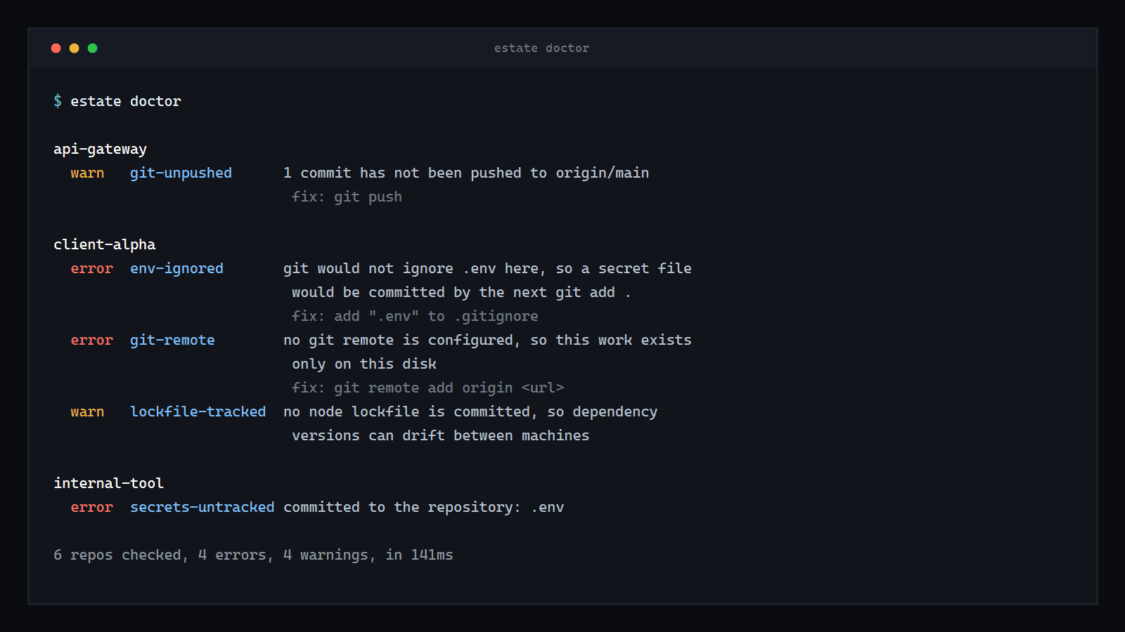 estate, a linter for your repositories